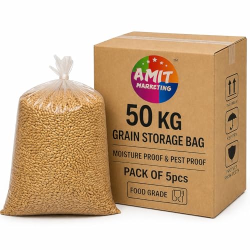 Amit Marketing EVOH Hermetic Grain Storage Bags 50kg | Long-Term Dry Grain Storage - Moisture-Proof Bags for Rice, Wheat, Pulses, Corn & More (Pack of 5) - Image 1