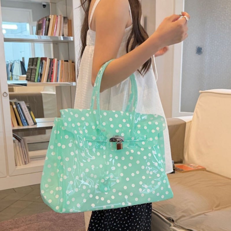 Polka Dot Jelly PVC Tote Bag - Image 2