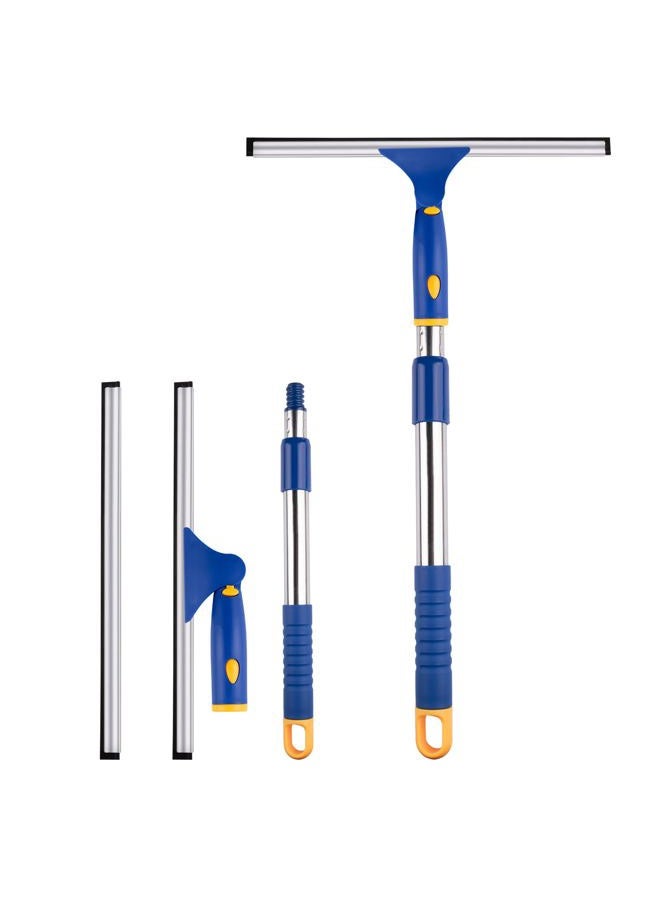BITOPE 14 inch Shower Squeegee for Glass Door with 2pcs Rubber Refills Extension Handle Window Car Windshield Cleaner Tool for Cleaning Shower Door Mirrors Tile Walls Bathroom RVs - Image 1