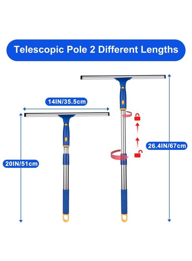 BITOPE 14 inch Shower Squeegee for Glass Door with 2pcs Rubber Refills Extension Handle Window Car Windshield Cleaner Tool for Cleaning Shower Door Mirrors Tile Walls Bathroom RVs - Image 3