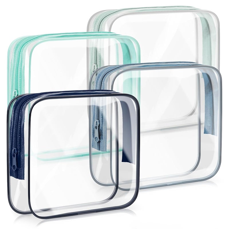 Gemice Gemice TSA Approved Toiletry Bag, 4 Pack Cosmetic Bag Clear Toiletry Bag Quark Size, Travel Essentials Water Repellent Travel Makeup Bags for Women Men, Carry on Airport Airline Compliant Bag (Grey) 