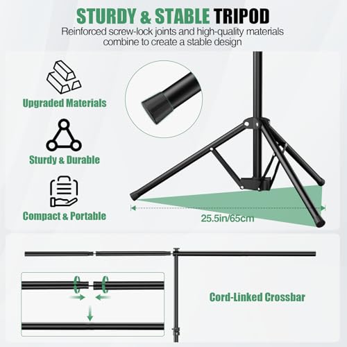 Qoolfoto Green Screen Backdrop Kit, 5×7ft Portable Greenscreen Background with Adjustable T-Shaped Stand, 5 Clamps, Carrying Bag for Parties, Streaming, Photography, Zoom, Gaming, Video Studio - Image 5