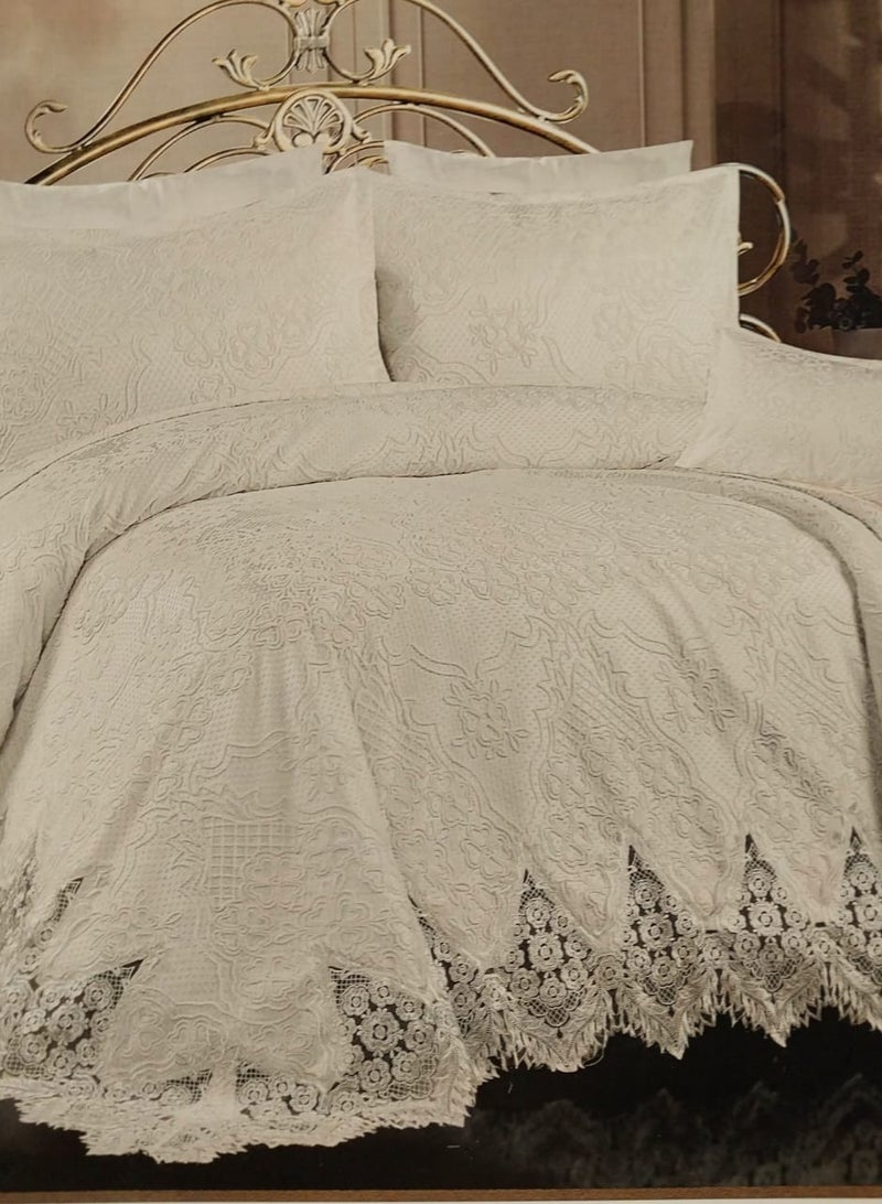 Bedspread for the bride, jacquard, offwhite, 3 pieces
