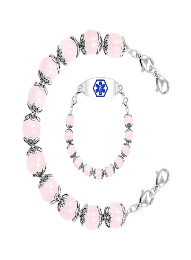Tobestu Rose Quartz Semi-Finished Bracelets - Customizable Interchangeable Medical ID Bracelet - YA5062 - Image 3