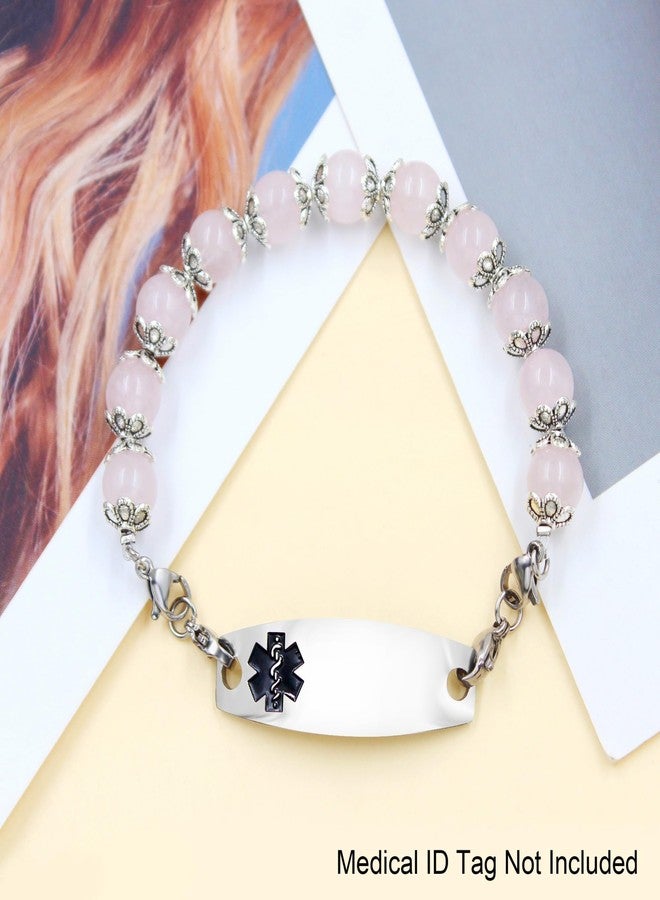 Tobestu Rose Quartz Semi-Finished Bracelets - Customizable Interchangeable Medical ID Bracelet - YA5062 - Image 4
