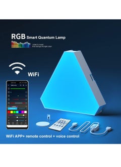 رات سو 10 قطع من مصابيح مثلثية بتقنية الواي فاي والبلوتوث 5 فولت مع مدخل USB، إضاءة LED للأجواء الكمومية، مصابيح ليلية للغرفة، ديكور إبداعي، مصابيح حائط تعمل عبر تطبيق الواي فاي  - Image 4