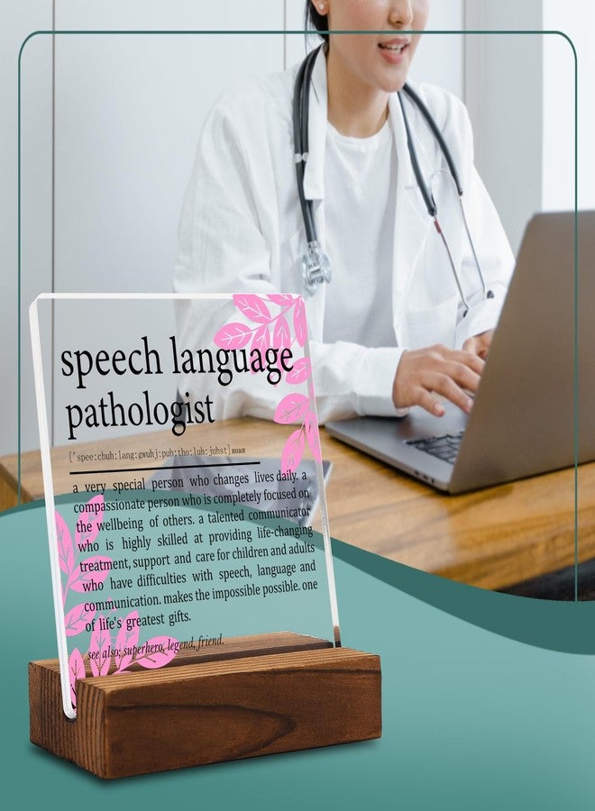YODOCAMP Speech Language Pathologist Gift Clear Desk Decorative Sign, Appreciation Gifts for Therapist, SLP Thank You Gift for Her Graduation Retirement Birthday, Speech Definition Office Desk Decor - Image 2