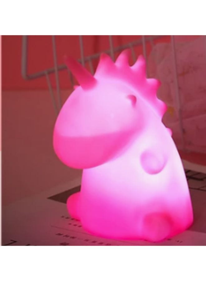 Kids Cartoon LED Night Light Children Bedroom Table Lamp Bedside Moon Star Nightlight Gift, Pink Dinosaur - Image 1