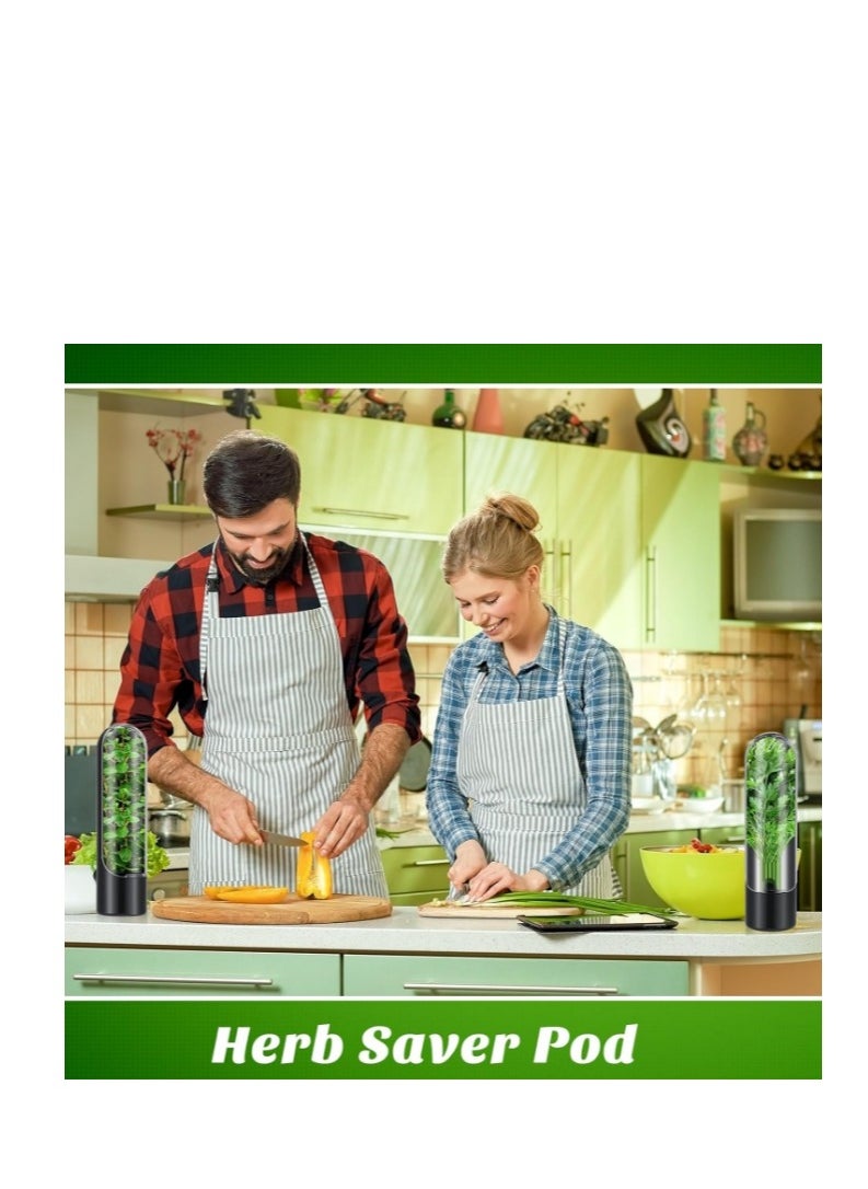 OASIS-TH - 2 Pack Herb Keeper Kitchen Storage Container To Keep Your Vegetables Fresh In Refrigerator Savor Pod For Cilantro Mint Parsley Asparagus - Image 1