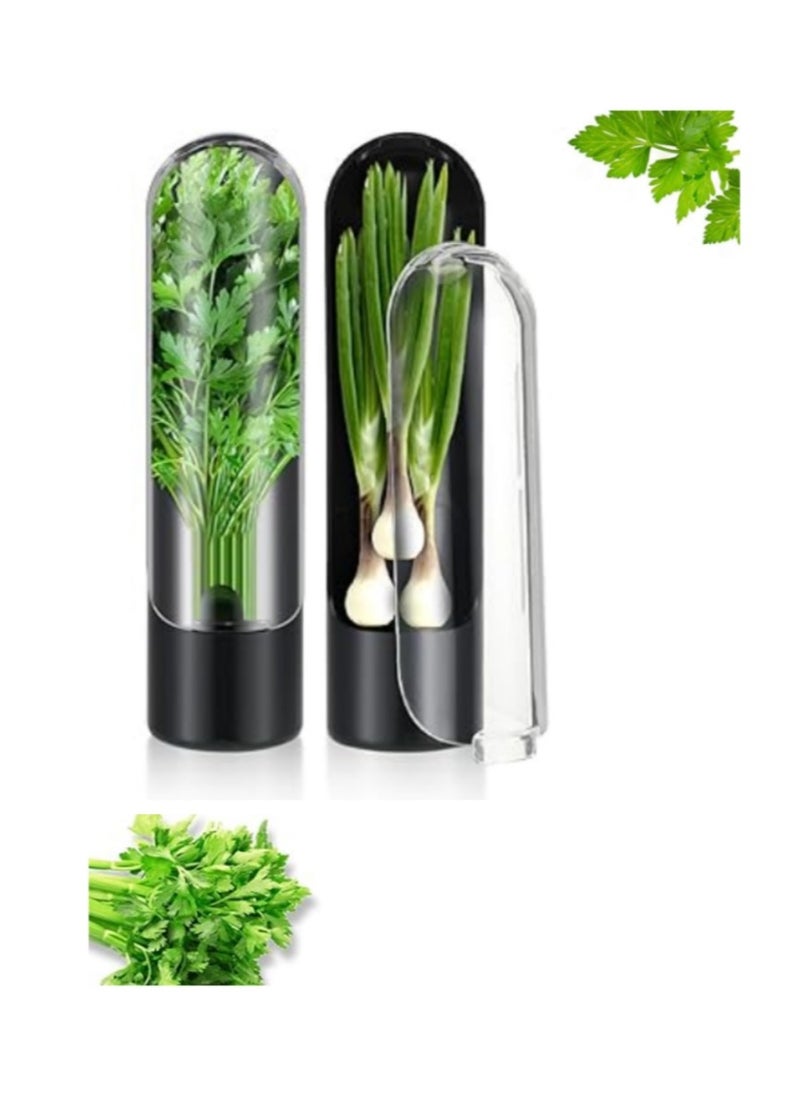 OASIS-TH - 2 Pack Herb Keeper Kitchen Storage Container To Keep Your Vegetables Fresh In Refrigerator Savor Pod For Cilantro Mint Parsley Asparagus - Image 1