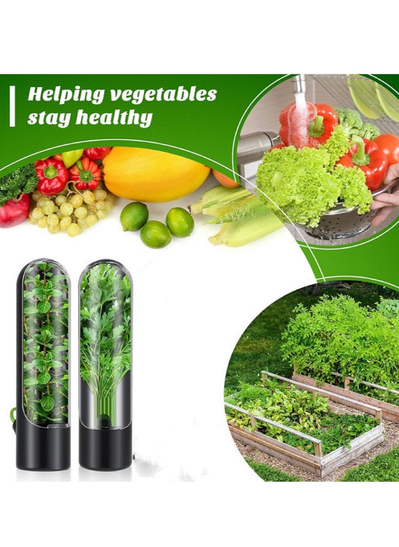 OASIS-TH - 2 Pack Herb Keeper Kitchen Storage Container To Keep Your Vegetables Fresh In Refrigerator Savor Pod For Cilantro Mint Parsley Asparagus - Image 1