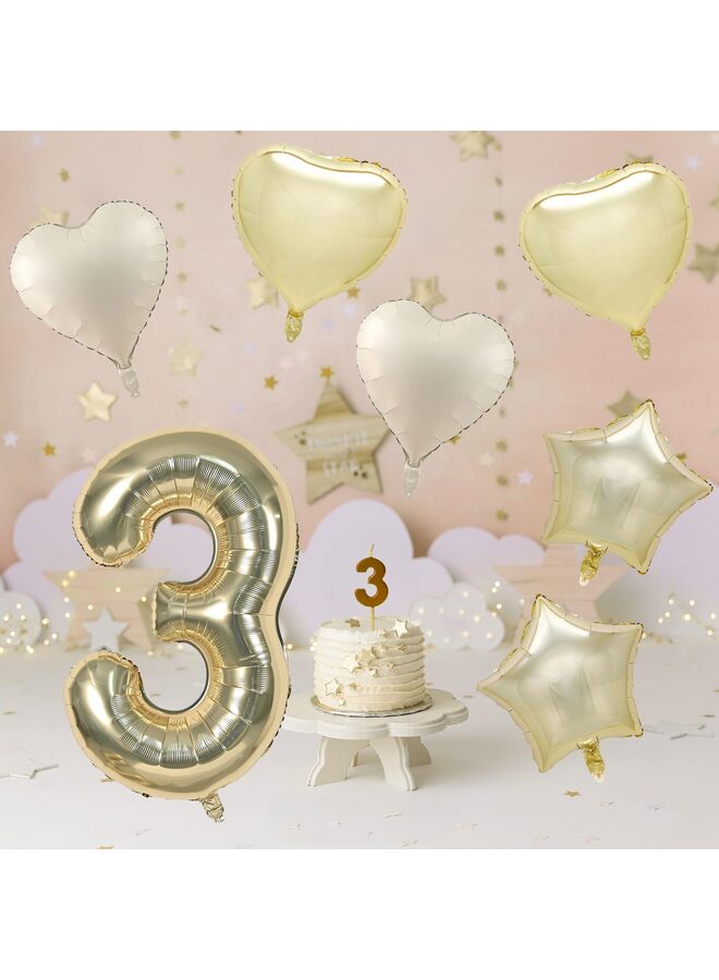 Big Number Balloon Champagne Gold, Foil Balloons with Light Gold Helium 18 Inch Cream Beige Heart Star Balloon, 40'' Self Inflating Two Balloon Number for Birthday Party Decor - Image 5