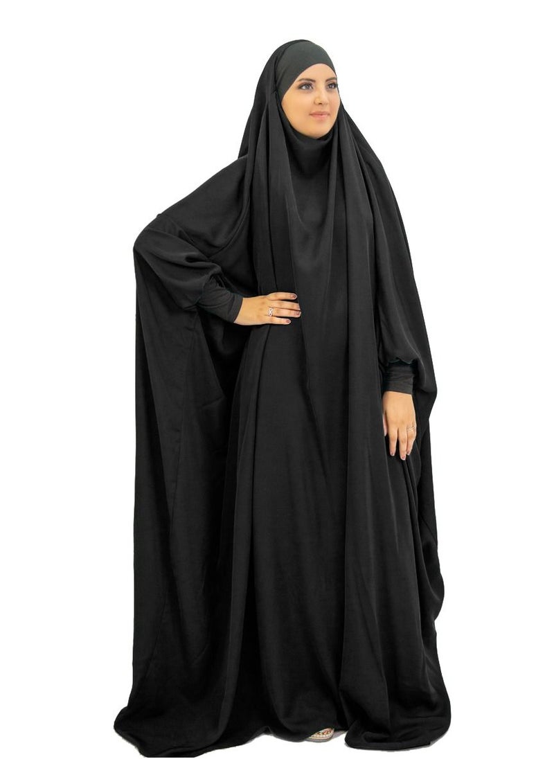 Loquat - Long Sleeves Abaya With Hijab Black - Image 1