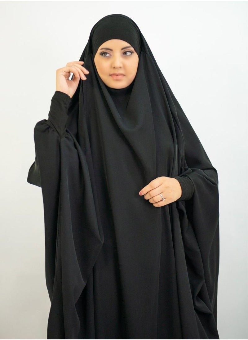 Loquat - Long Sleeves Abaya With Hijab Black - Image 1