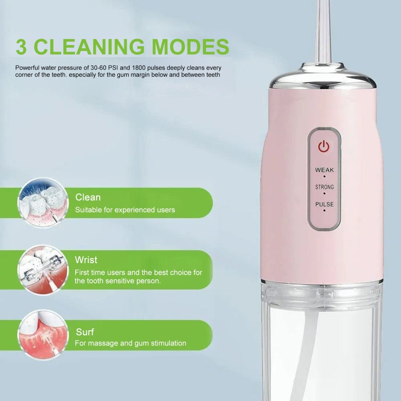 Tooth flusher electric pulse cleaning instrument strong water pressure tooth cleaning device dental floss cleaning teeth household portable dental flushing device light green - Image 2