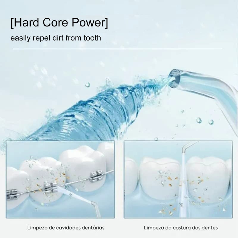 Tooth flusher electric pulse cleaning instrument strong water pressure tooth cleaning device dental floss cleaning teeth household portable dental flushing device light green - Image 3