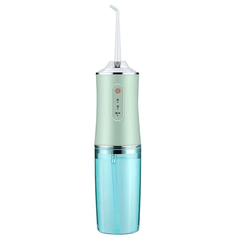 Tooth flusher electric pulse cleaning instrument strong water pressure tooth cleaning device dental floss cleaning teeth household portable dental flushing device light green - Image 1