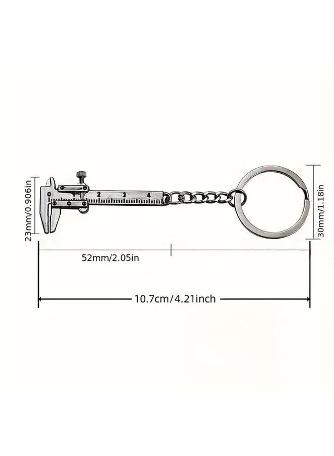 White Mini Vernier Caliper Keychain Portable Copper Alloy Measuring Tool For Men - Image 3
