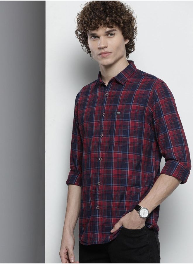 The Indian Garage Co Men Slim Fit Checkered Full Sleeves Spread Collar Casual Shirt  - Image 3