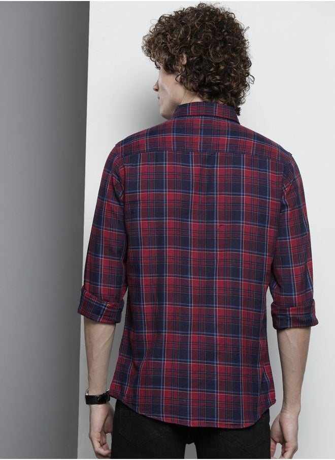 The Indian Garage Co Men Slim Fit Checkered Full Sleeves Spread Collar Casual Shirt  - Image 2