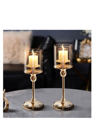Gold Candlestick Holder Set – 3-Piece Hurricane Candle Stand with Glass Cover, Elegant Pillar Holders for Wedding, Party, and Home Décor, Decorative Candle Stands for Table Centerpieces, Special Occasions, and Romantic Atmosphere - pzsku/Z13A991771B2D36F12CA8Z/45/_/1735648982/47fd2f74-8325-40ca-9f78-170444fb4134