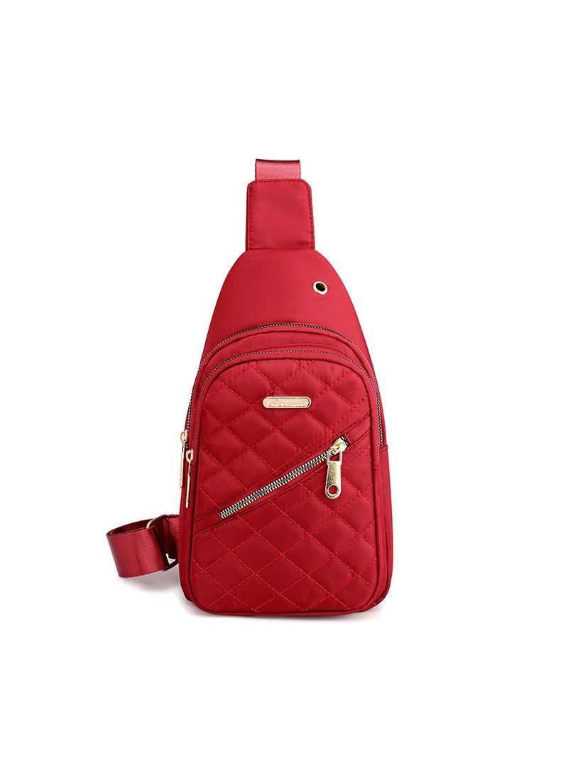 Generic - Womens chest bag new casual fashion all-match nylon cloth bag lightweight messenger bag womens backpack small shoulder front bag fashionStyle one red Style one red - Image 1