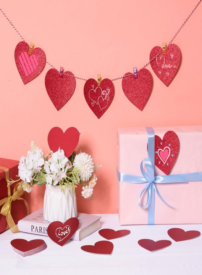 MixTeach 180Pcs Glitter Heart Cutouts (red) - Image 4