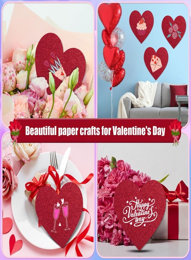 MixTeach 180Pcs Glitter Heart Cutouts (red) - Image 5