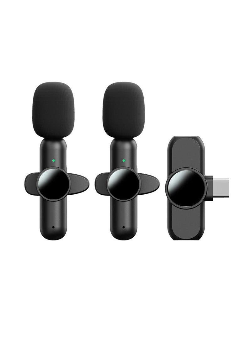 General Wireless Microphone Wireless Lavalier Microphone Set Clear Stereo Sound Noise Cancelling Lapel Mic for Vlogs Video Recording Mini Microphone C 2pcs  - Image 1