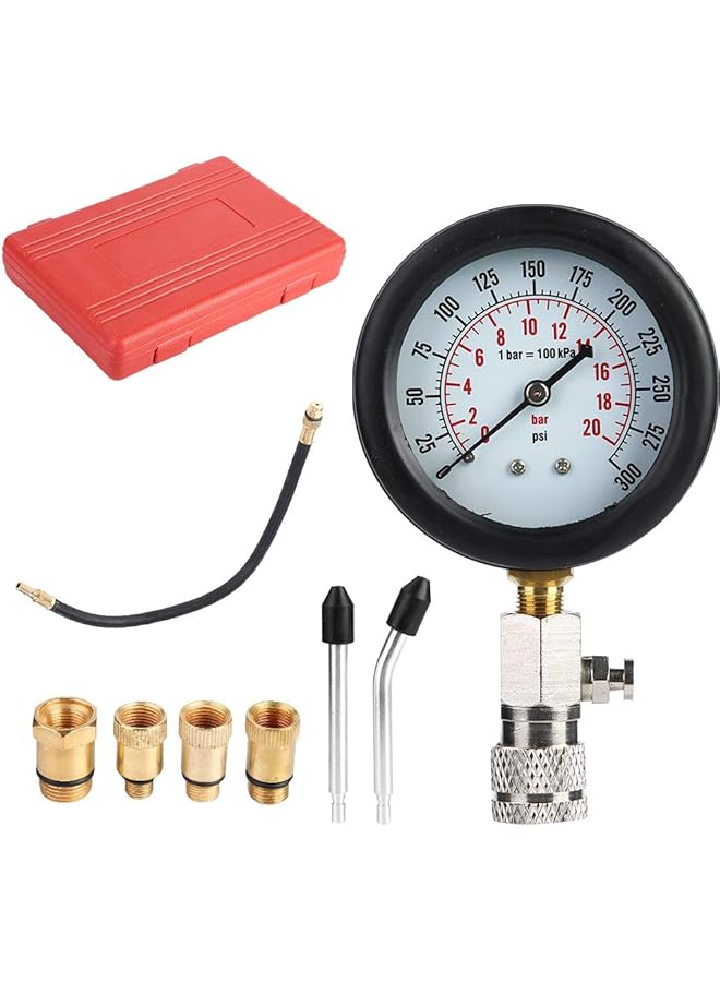 Petrol Gas Engine Cylinder Pressure Gauge, Diagnostics Tool With Adapter & Hose, Automotive Compression Tester Kit - Image 5