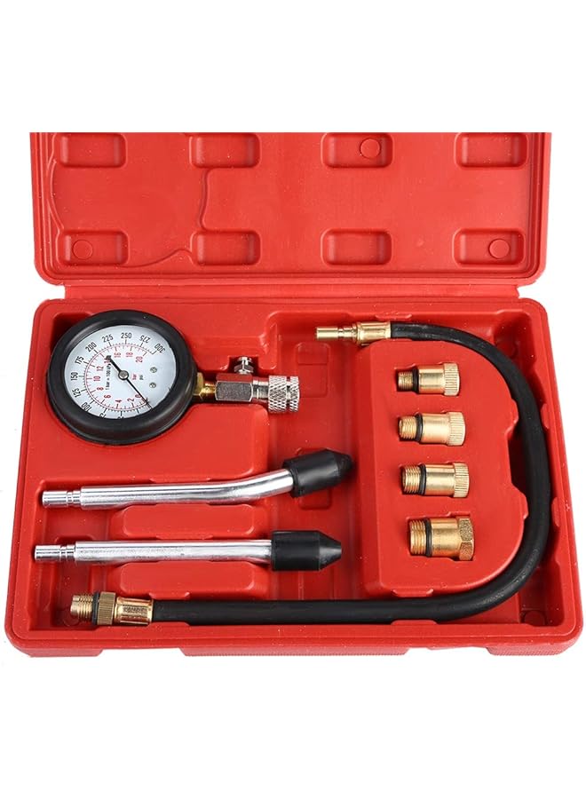 Petrol Gas Engine Cylinder Pressure Gauge, Diagnostics Tool With Adapter & Hose, Automotive Compression Tester Kit - Image 3