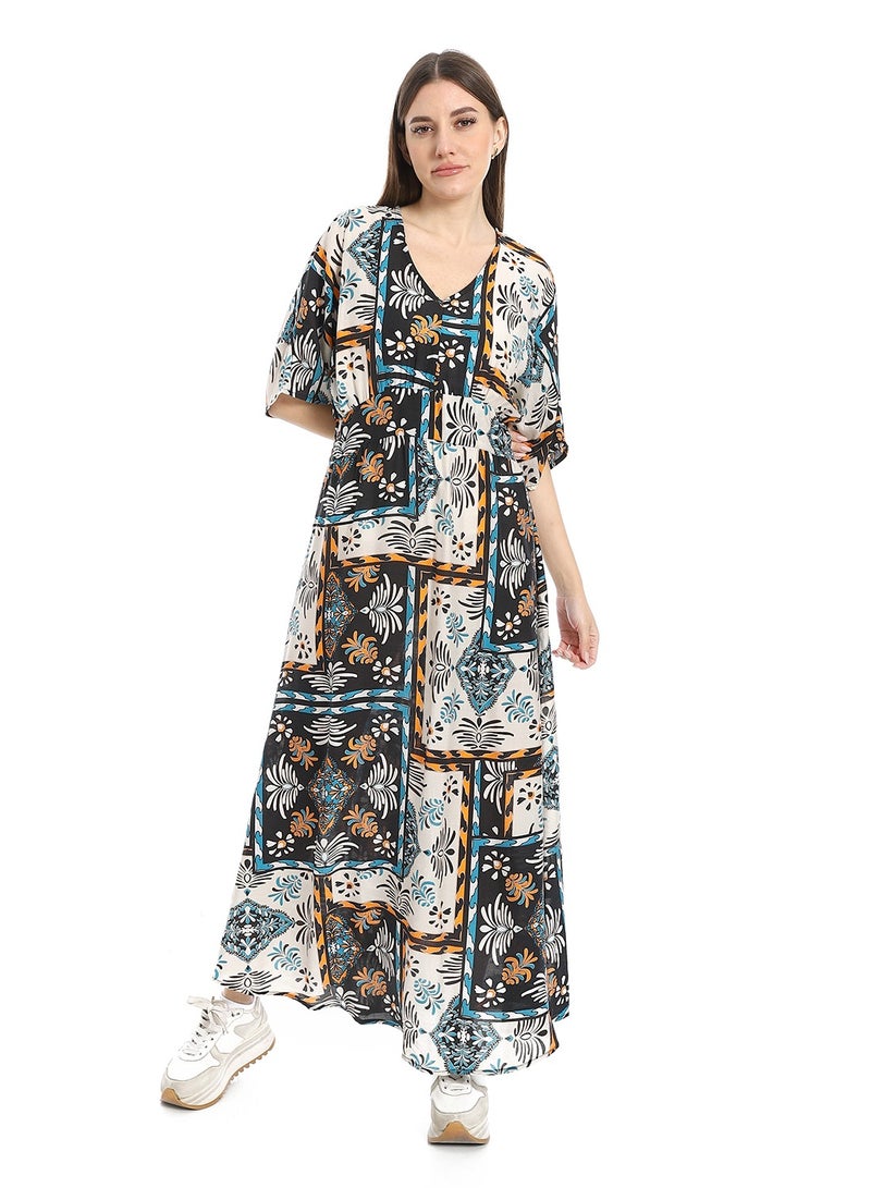 Coctail 4793-Floral Maxi Dress-black  - Image 1