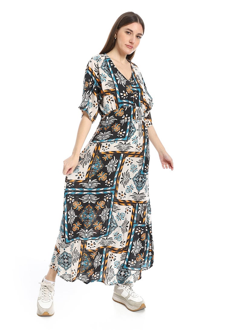 Coctail 4793-Floral Maxi Dress-black  - Image 2