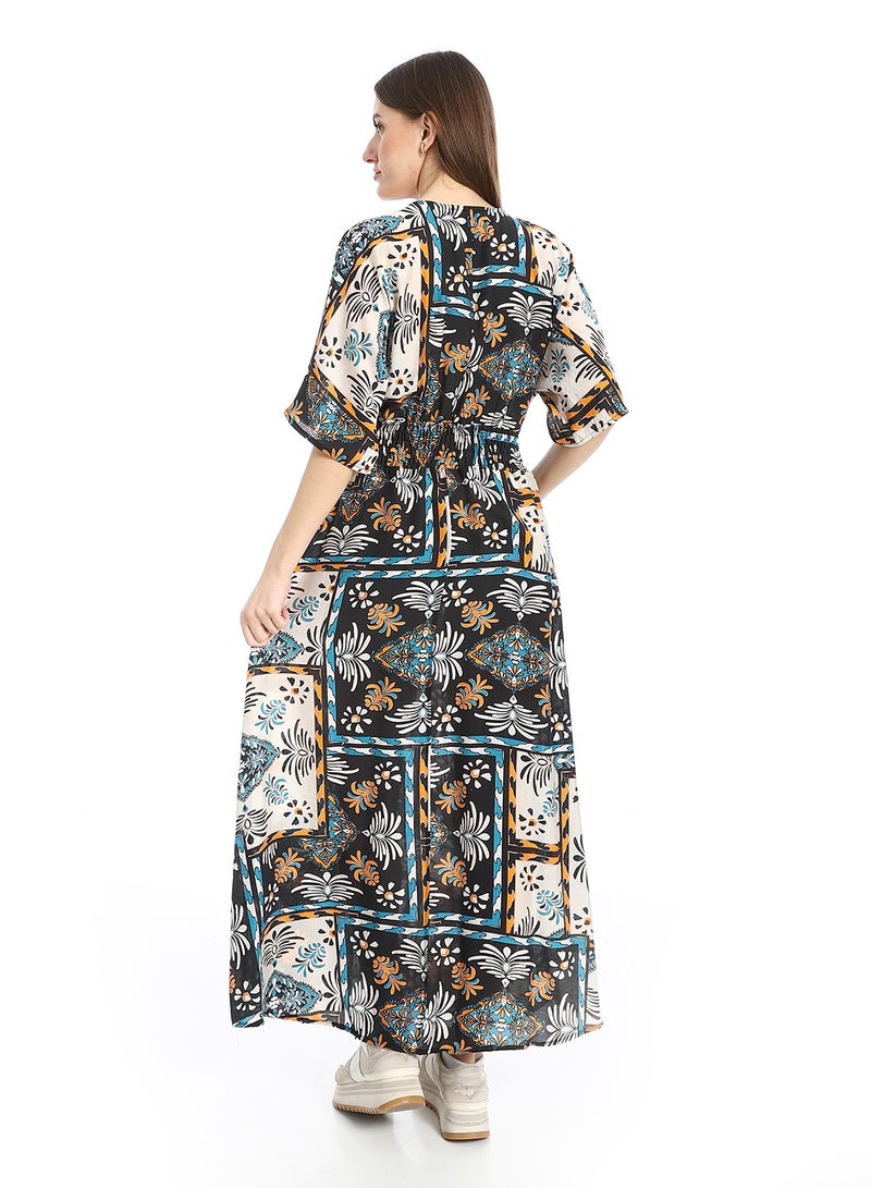 Coctail 4793-Floral Maxi Dress-black  - Image 3