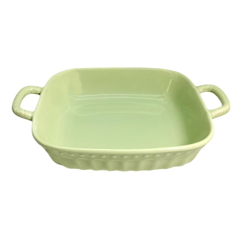 Lemon Tree Ceramic Square Deep Dish Platter, 18cm Long with Handles, 15cm Wide, 4.5cm Height, Microwave & Dishwasher Safe for Serving Snacks, Pasta, Salads, Desserts, Nachos and Savouries (Green) - Image 2