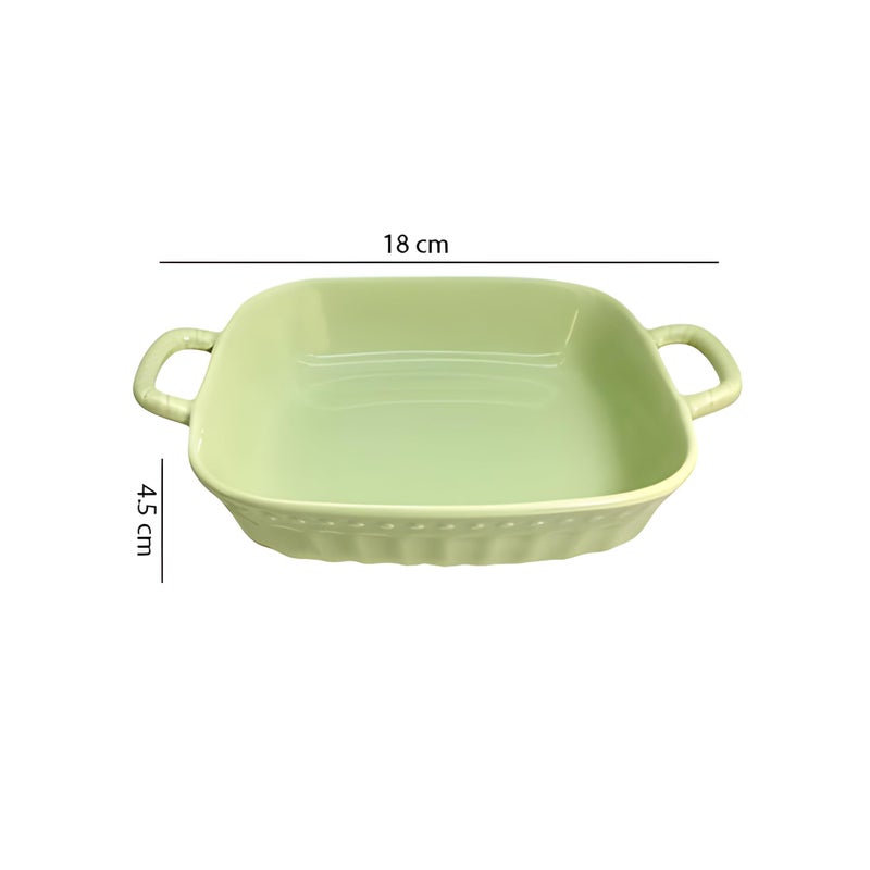 Lemon Tree Ceramic Square Deep Dish Platter, 18cm Long with Handles, 15cm Wide, 4.5cm Height, Microwave & Dishwasher Safe for Serving Snacks, Pasta, Salads, Desserts, Nachos and Savouries (Green) - Image 5