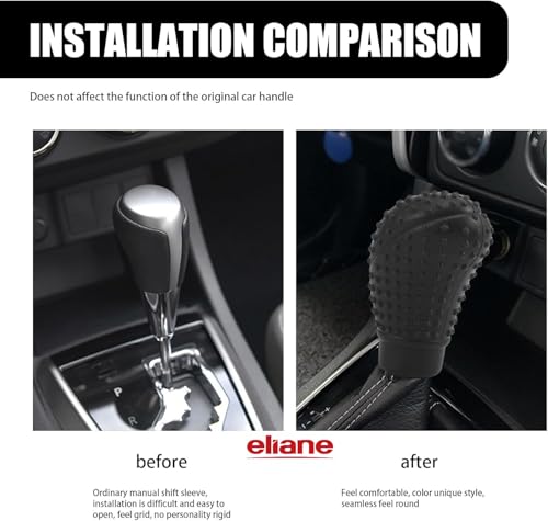 Eliane Universal Car Gear Knob Protector Silicone Gear Shifter Cover for Anti-Scratch Car Gear Knob Cover & Dust Proof Nonslip Gear Cover for All Cars Fit Black (Ovel-1Pcs) - Image 2
