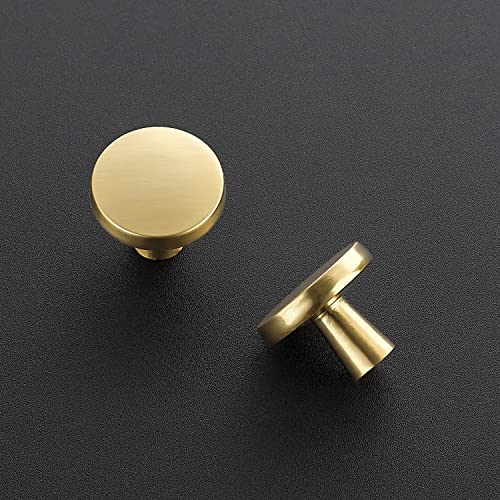 Ravinte 30 Pack Solid Knobs Kitchen Cabinet Round Pulls Dresser Handles Gold Cupboard Hardware Brushed Brass Door Drawer Knobs - Image 2