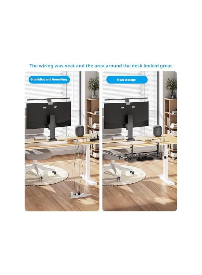 PROMASS promass Under Desk Cable Management Tray, Cable Organizer Box for Desk Storage, No Drill, Large Capacity Cord Organizer for Office, Home, and Gaming Setup （Black）  - Image 2