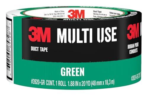 3M Multi-Use Colored Duct Tape, Green with Strong Adhesive and Water-Resistant Backing, Multi-Surface 3M Duct Tape for Indoor and Outdoor Use, 1.88 Inches x 20 Yards, 1 Roll (3920-GR) - Image 1