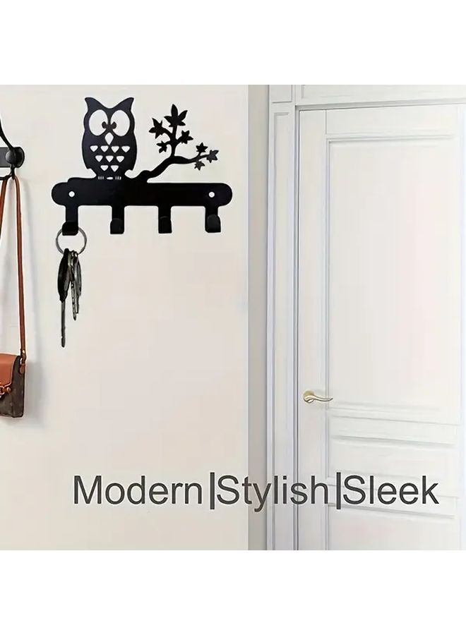 حامل مفاتيح معدني كبير على شكل بومة مُثبت على الحائط للمفاتيح والقبعات والملابس - Image 5