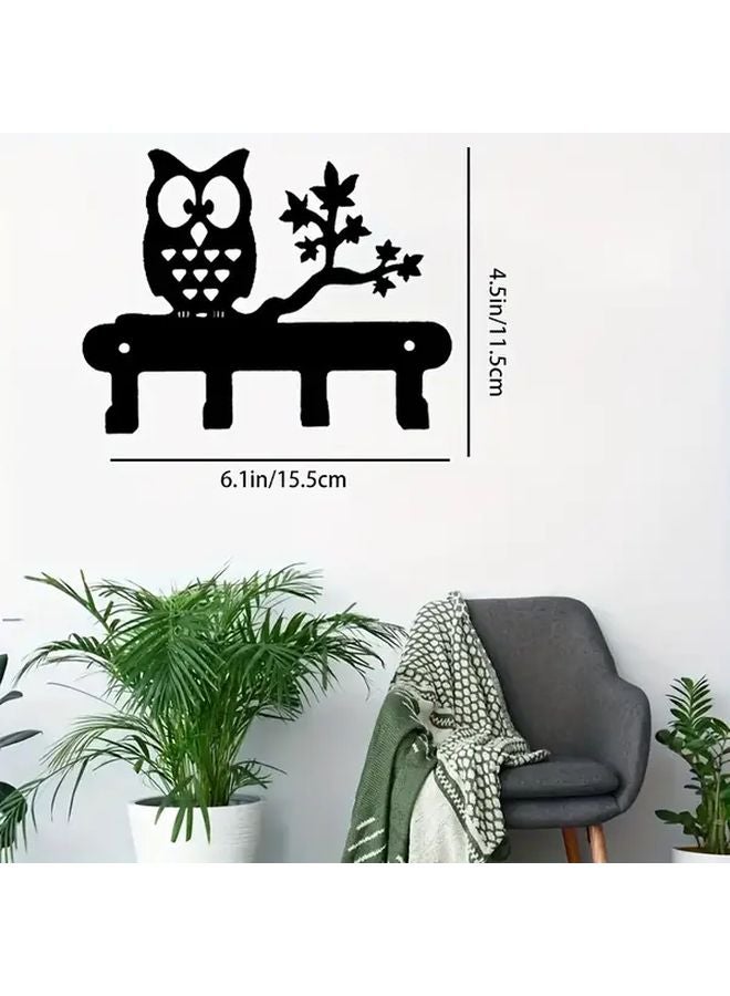 حامل مفاتيح معدني كبير على شكل بومة مُثبت على الحائط للمفاتيح والقبعات والملابس - Image 4