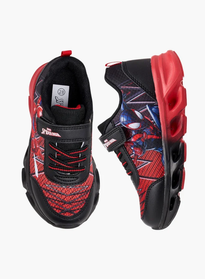 مارفل Spider-Man Print Light-Up Sneakers with Hook and Loop Closure