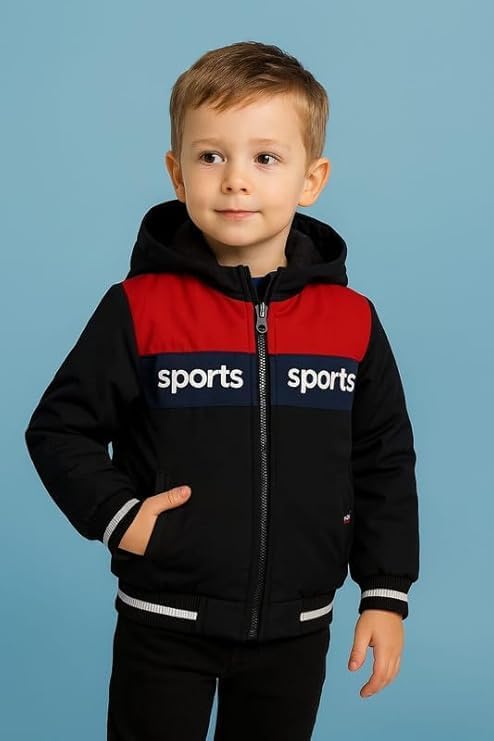 Krystle Boys Cold Weather Jacket with Hood | Kids Fleece Lined Winter Coat | Durable Zipper Outerwear (Red2,5-6 Years) (Cool Dezine) - Image 3