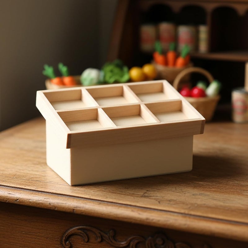 Cutemini Dollhouse Accessories 1:12 Scale Fruite Vegetable Rack Food Display Doll Furniture Grocery Store Playset Miniature Furniture Dollhouse Decoration Ornament (Wood) - Image 4