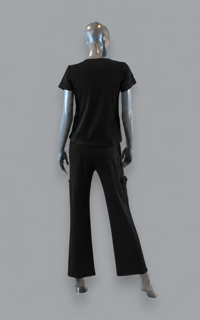 Sana'a Kayum VYKO STUDIO | Premium Women's Stretch Medical Scrub Set | Luxury Fit | 40% Cotton 60% Polyester | 3 Pocket Top & 6 Pocket Pants | Graphite, Onyx & Navy - Image 3