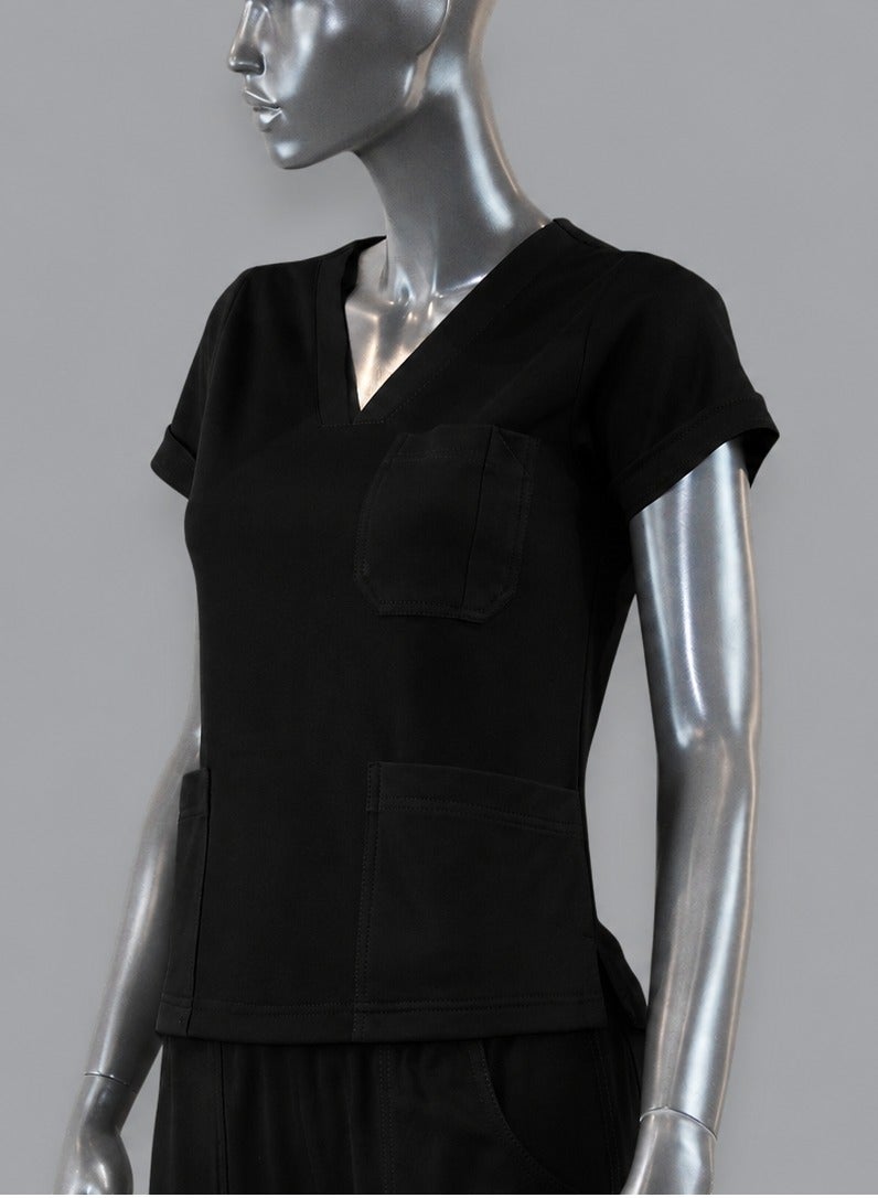 Sana'a Kayum VYKO STUDIO | Premium Women's Stretch Medical Scrub Set | Luxury Fit | 40% Cotton 60% Polyester | 3 Pocket Top & 6 Pocket Pants | Graphite, Onyx & Navy - Image 2