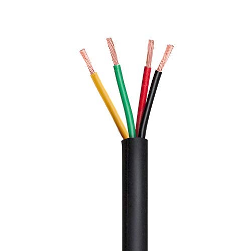 AMOCAM 150FT 22 AWG Gauge Wire/Cable RVV 4 Conductor Bare Copper for Video Intercom/Alarm Security Burglar Cable, Extension Cord, Black Outer Jacket - Image 2