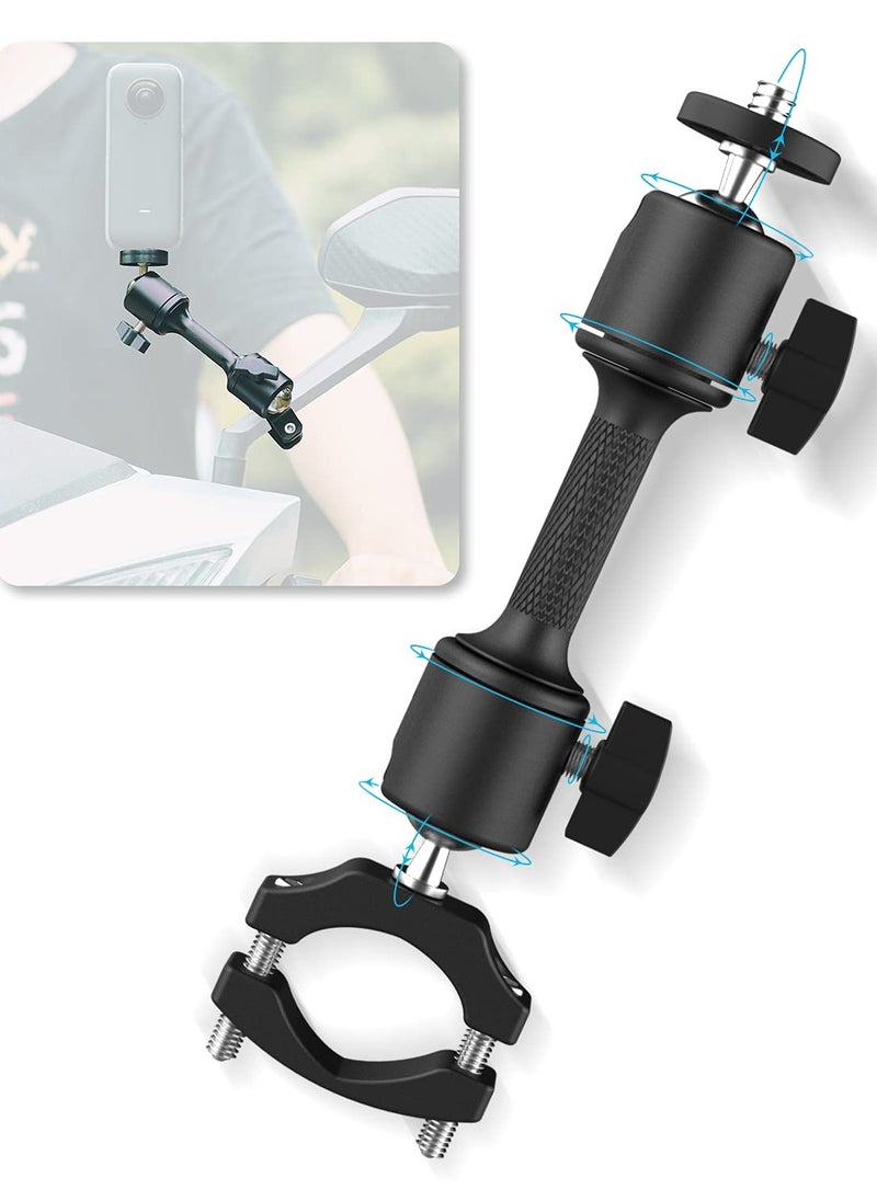 SYOSI - Double Ball Joint Rotating Motorcycle Bracket, suitable for Insta360 one X2 Accessories GoPro DJI Action Camera Fixed GoPro Hero 10 9 8 7 6 5/SJCAM/Campark/Crosstour/DJI Osmo Action 2 Camera,  Black - Image 1