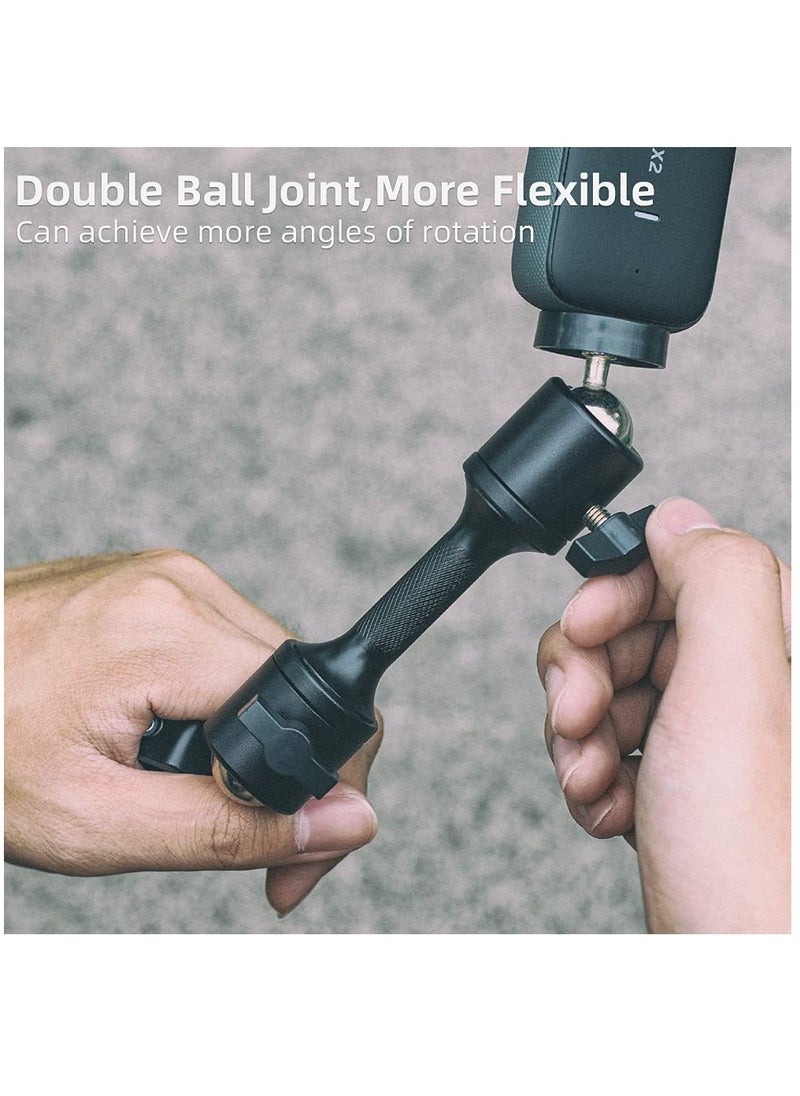 SYOSI - Double Ball Joint Rotating Motorcycle Bracket, suitable for Insta360 one X2 Accessories GoPro DJI Action Camera Fixed GoPro Hero 10 9 8 7 6 5/SJCAM/Campark/Crosstour/DJI Osmo Action 2 Camera,  Black - Image 1